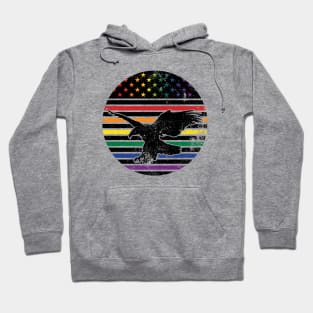 American Rainbow Pride Flag with Eagle Hoodie